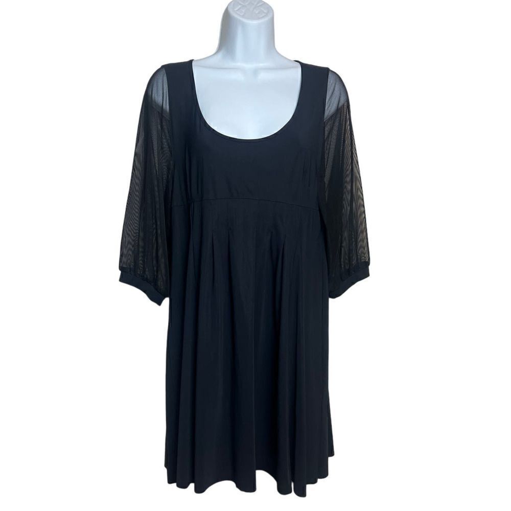 Indies Technical Jersey Fabric Sheer Sleeves Black Dress Sz. 4